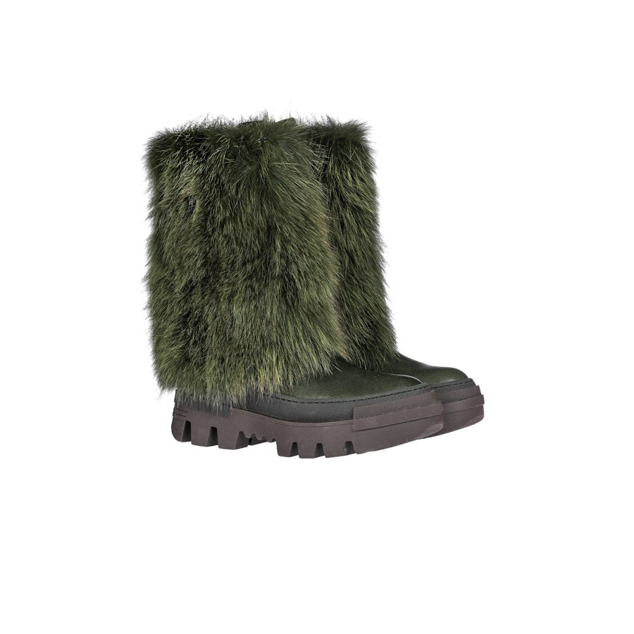 Best HENRY BEGUELIN Fur Combat Boot Messico Dark Green