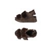 New HENRY BEGUELIN Fur Sandal Grattato Dark Brown