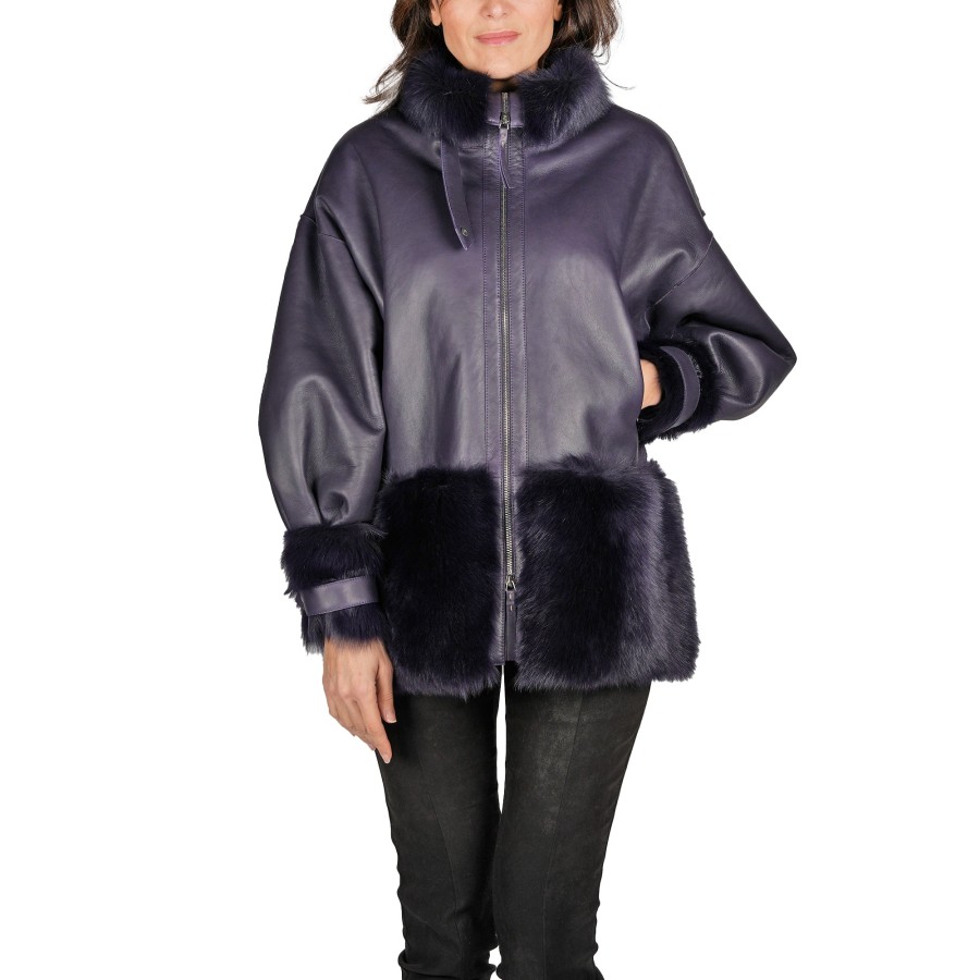 Clearance HENRY BEGUELIN Reversible Shearling Jacket Pacaja Purple