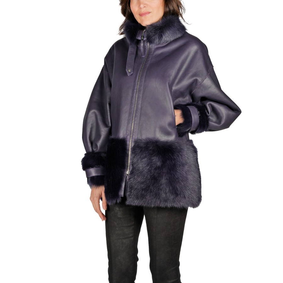 Clearance HENRY BEGUELIN Reversible Shearling Jacket Pacaja Purple