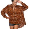 New HENRY BEGUELIN Printed Silk Shirt Brandy