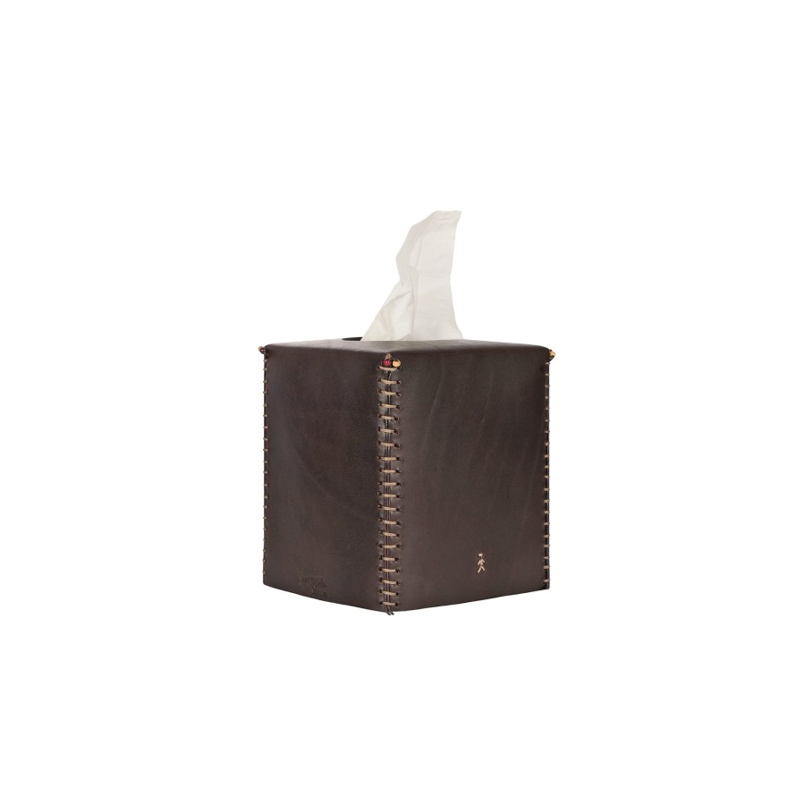 Clearance HENRY BEGUELIN Kleenex Box Square Cuoio Dark Brown