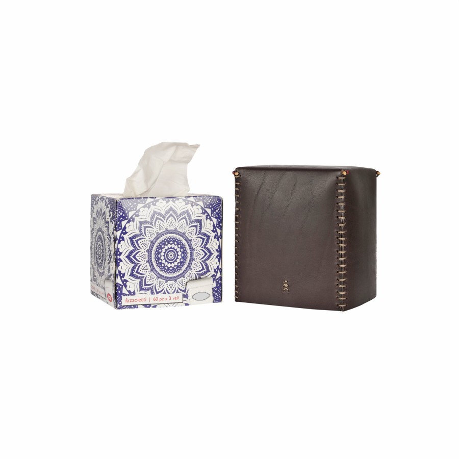 Clearance HENRY BEGUELIN Kleenex Box Square Cuoio Dark Brown