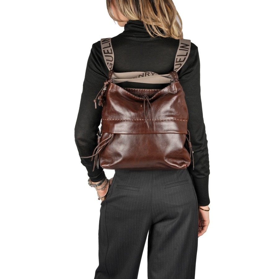 Best HENRY BEGUELIN Lara Backpack M Hb Vetrato Dark Brown