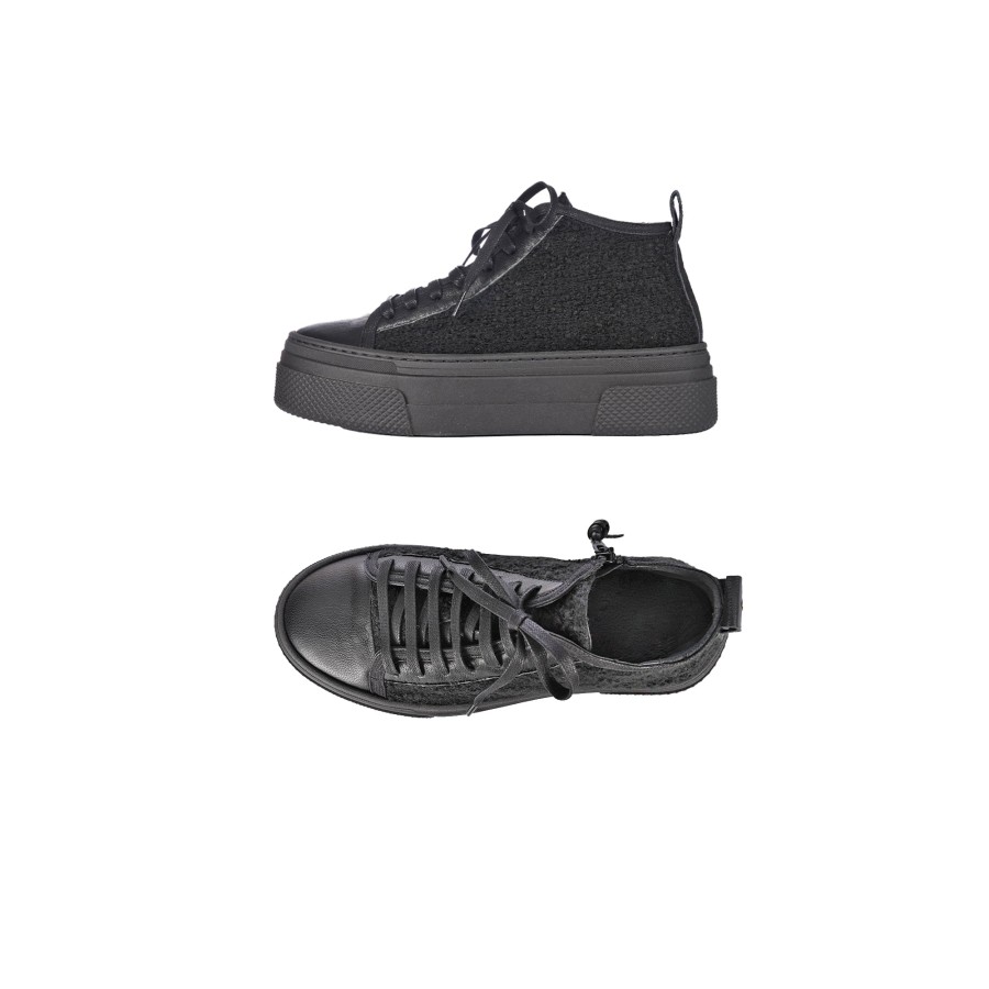 Clearance HENRY BEGUELIN High Wool Sneaker Boucle Black