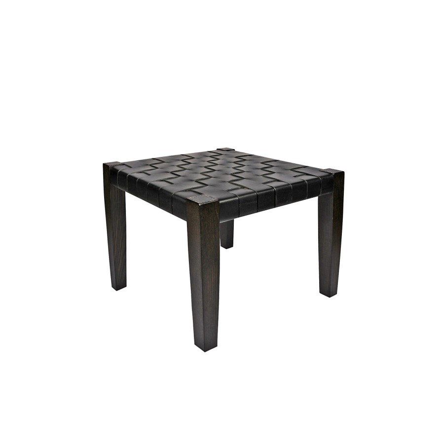 Clearance HENRY BEGUELIN Square Short Stool Leather Black